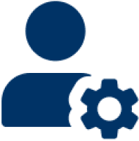 Person icon with gear for settings.
