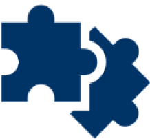 Two blue puzzle pieces on black background.